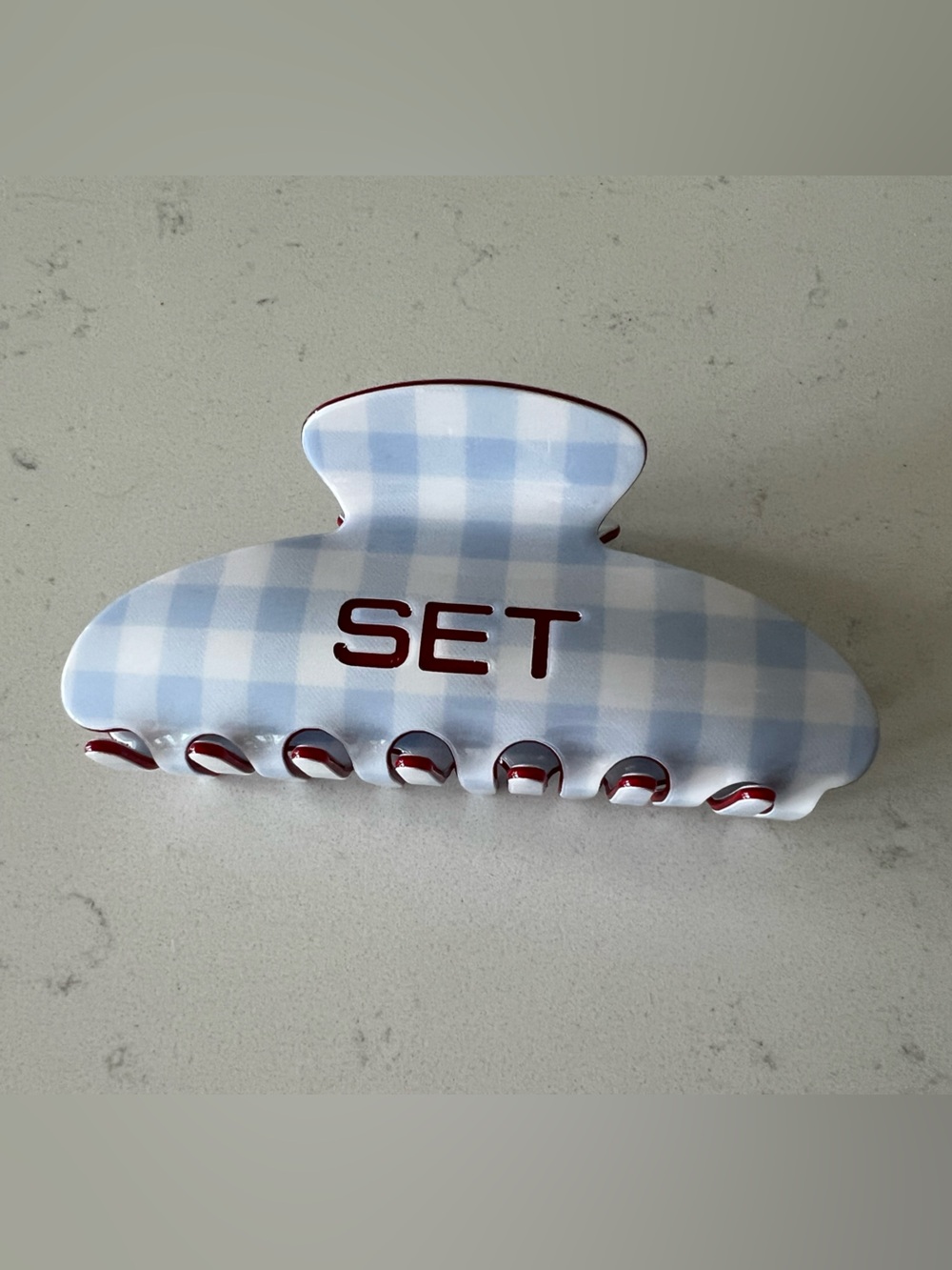 SET ACTIVE COASTER Blue Gingham Claw Clip ***SOLD OUT*** new just no wrapper
